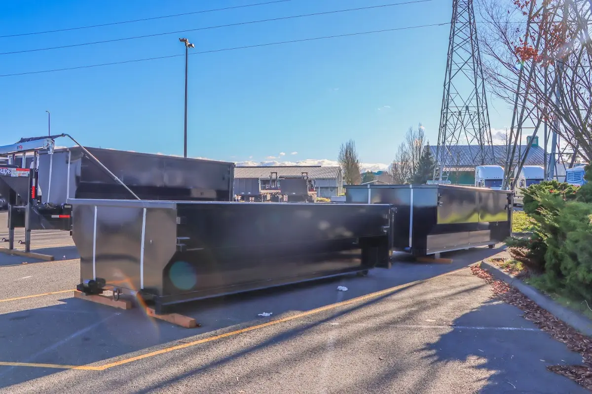 Roll-off dumpster ready for waste disposal at job site for 4 Yard Dumpster Rental in North Branford
